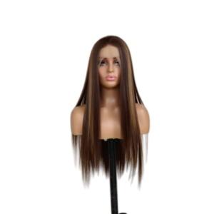 Brown Honey Highlight Straight Synthetic Lace Front Wig
