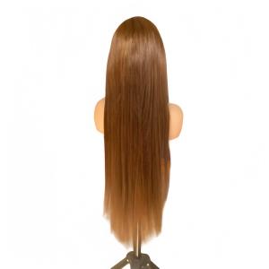 HUMAN HAIR WIG LONG STRAIGHT BROWN