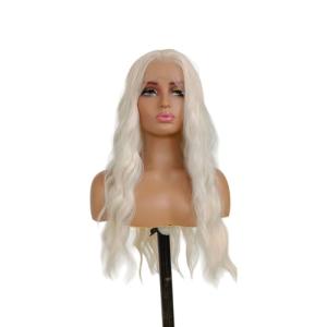 Ice White Wavy Synthetic Lace Front Wig