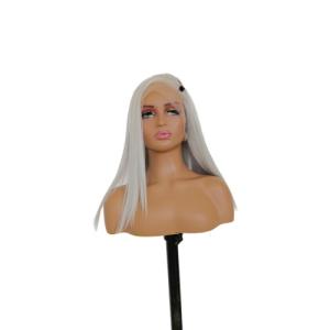Silver Grey Medium Straight Lace Front Wig